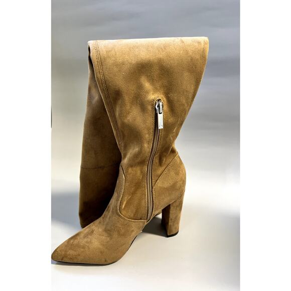 Marc Fisher LTD Uday Block Heel Western Inspired Boots Beige Suede 5.5M US - Picture 2 of 6